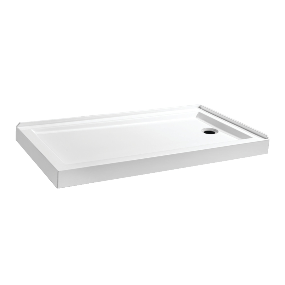 VTSB60324R 60 in. x 32 in. Aruba Acrylic Double Threshold Shower Base with Right Drain, Glossy White
