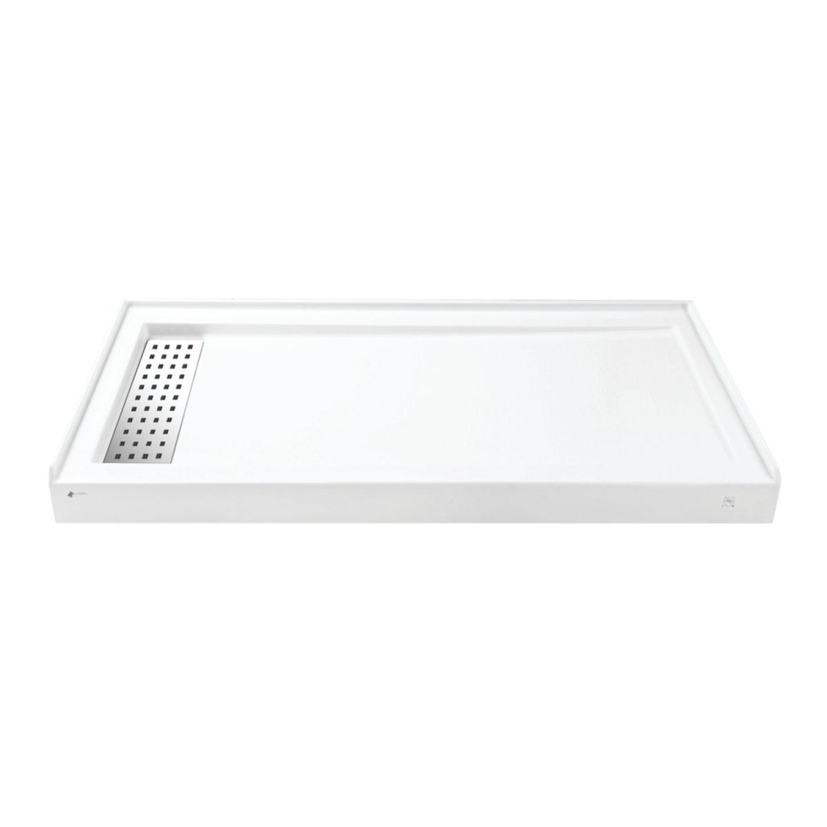 60 in. x 32 in. Curacao Anti-Skid Acrylic Single Threshold Shower Base with Left Drain, Glossy White