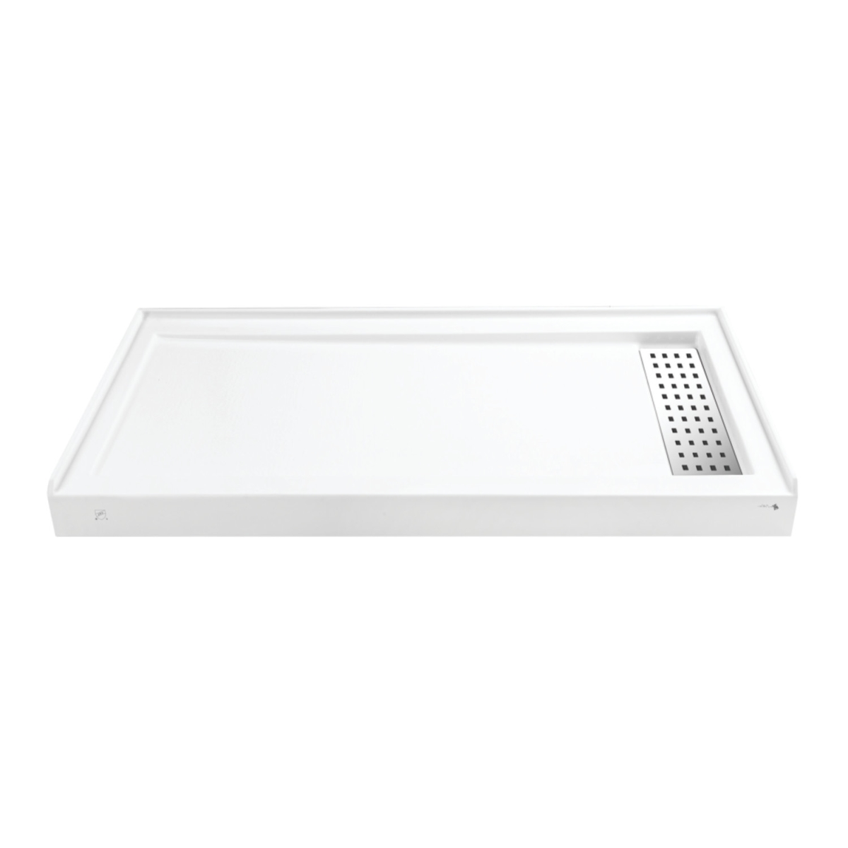 VTSB60325RT 60 in. x 32 in. Curacao Anti-Skid Acrylic Single Threshold Shower Base with Right Drain, Glossy White
