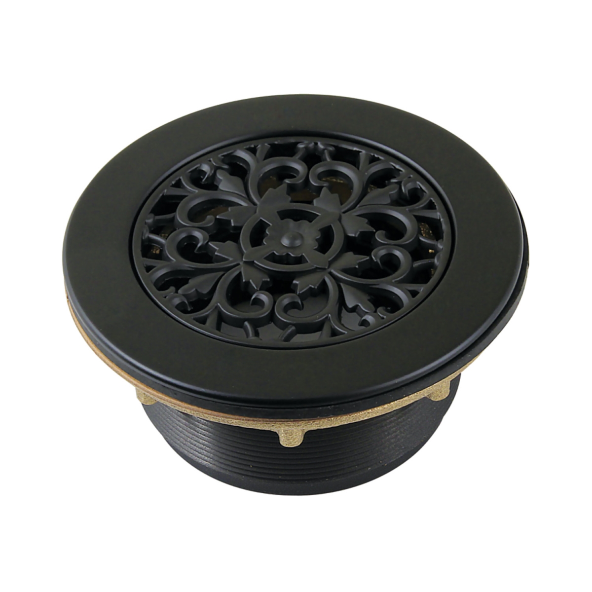 BSFT4130 4.25 in. Watercourse Round Brass Shower Base Drain, Matte Black