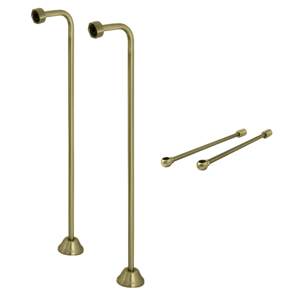 Vintage Single Offset Supply Line with Wall Bracket Combo, Antique Brass