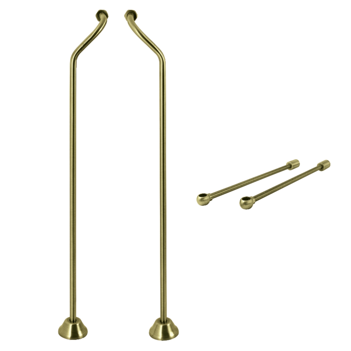 Vintage Double Offset Supply Line with Wall Bracket Combo, Antique Brass