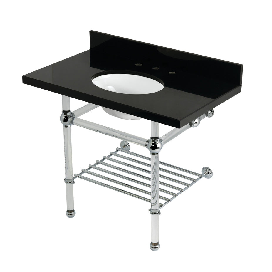 Picture of Kingston Brass KVPK3630KAB1 36 in. Templeton Console Sink with Acrylic Legs&#44; Black Granite & Polished Chrome