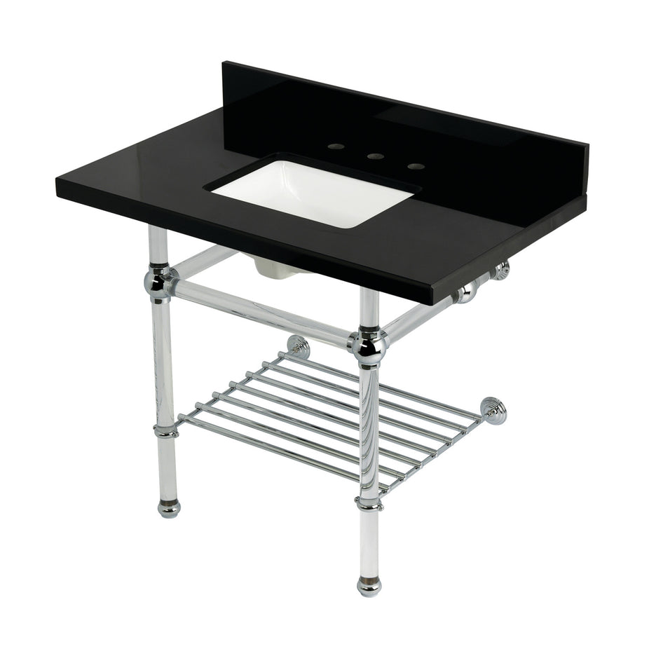 Picture of Kingston Brass KVPK3630KASQB1 36 in. Templeton Console Sink with Acrylic Legs&#44; Black Granite & Polished Chrome