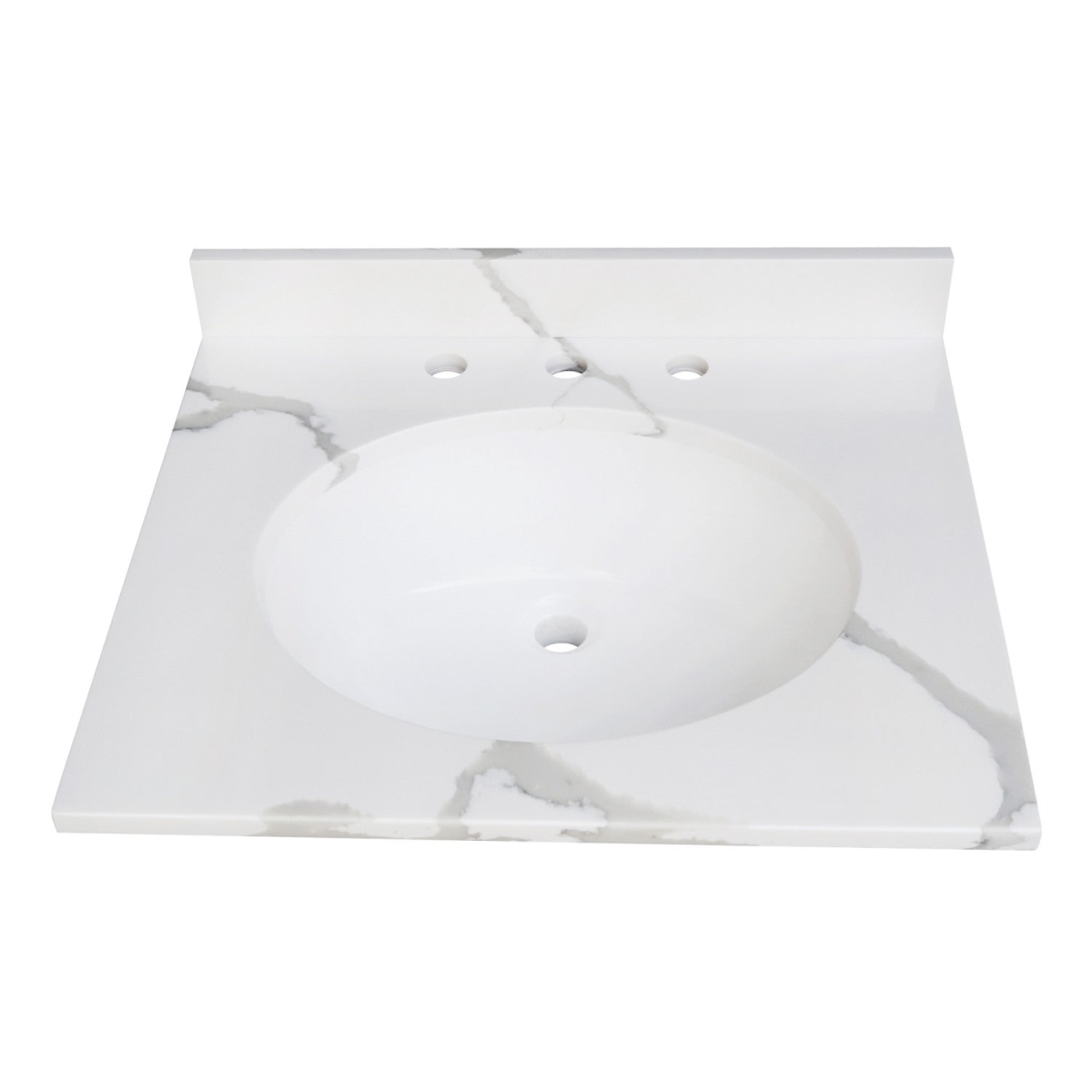Norbiton 25 in. Solid Surface Vanity Top, Calacatta Marble Glossy White