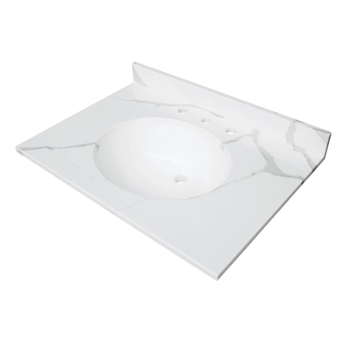 KVPB3122L38 Norbiton 31 in. Solid Surface Vanity Top, Calacatta Marble Glossy White
