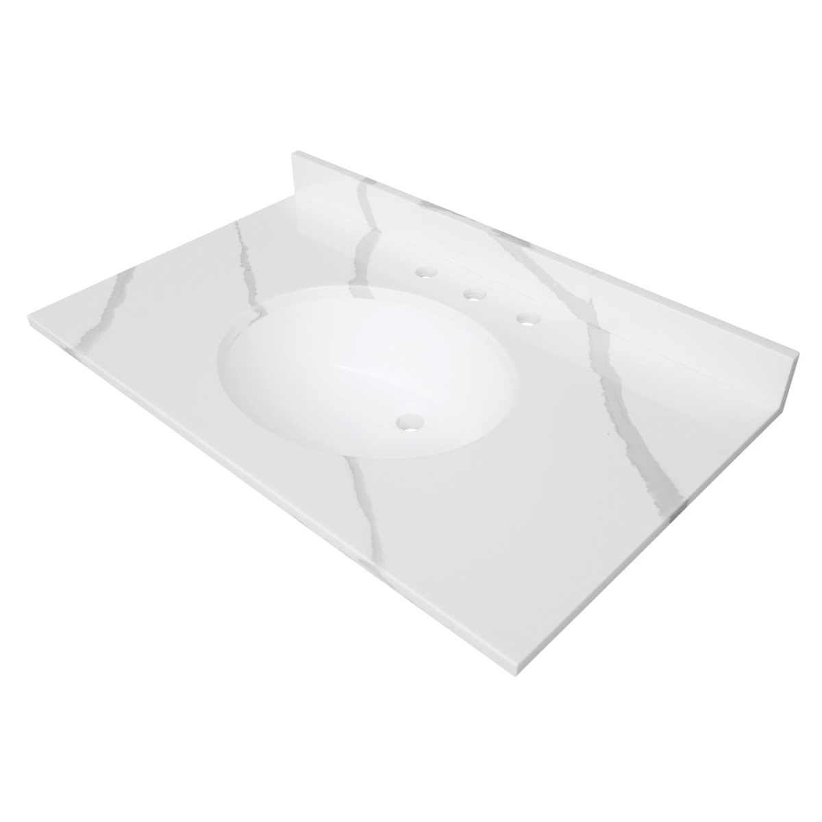 Norbiton 37 in. Solid Surface Vanity Top, Calacatta Marble Glossy White