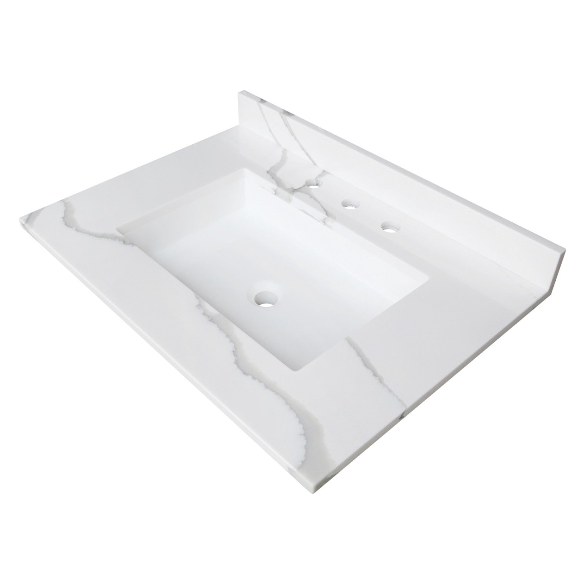 Montesquieu 31 in. Solid Surface Vanity Top, Calacatta Marble White & Glossy