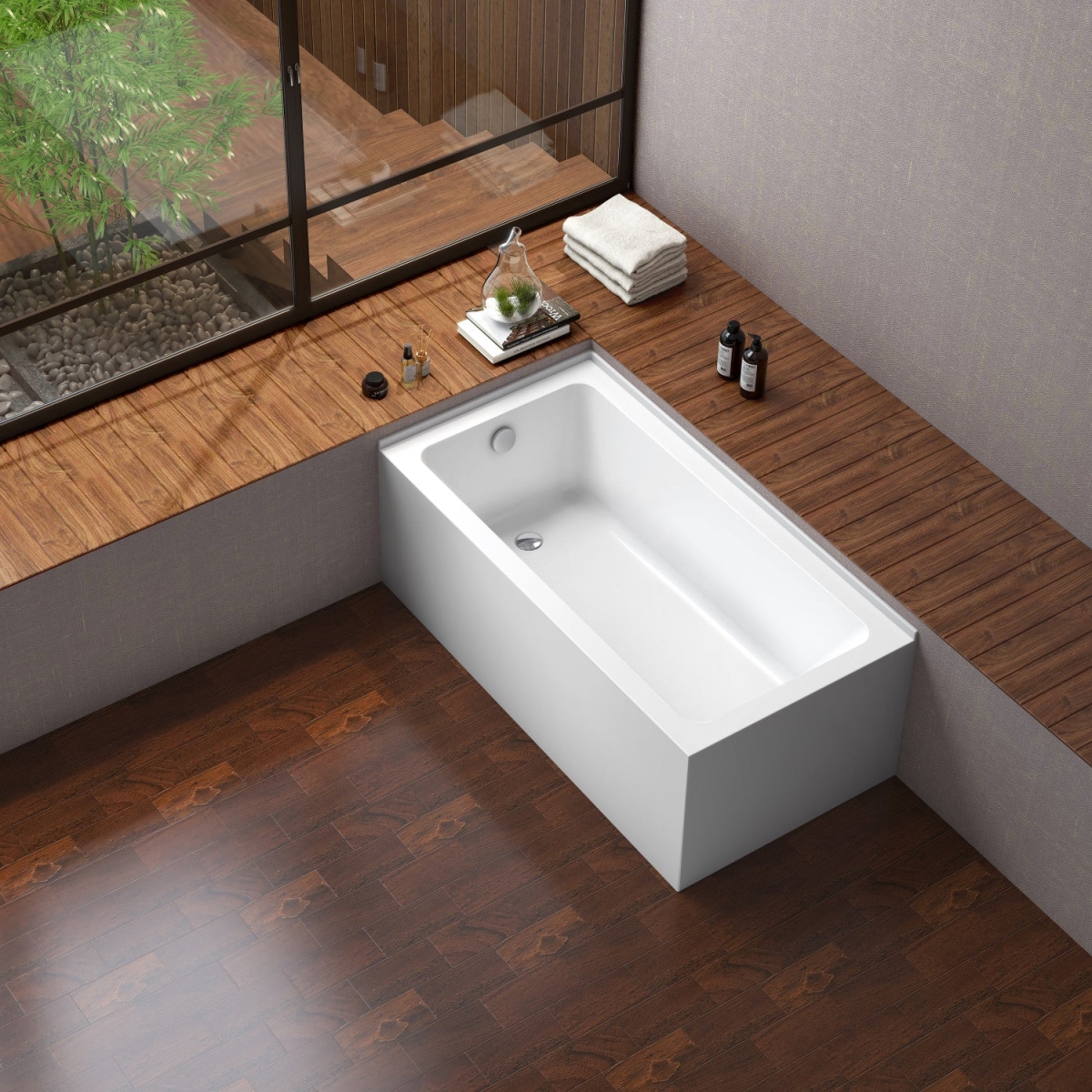 Aqua Eden 60 in. Acrylic Alcove Tub with Left Hand Drain, White