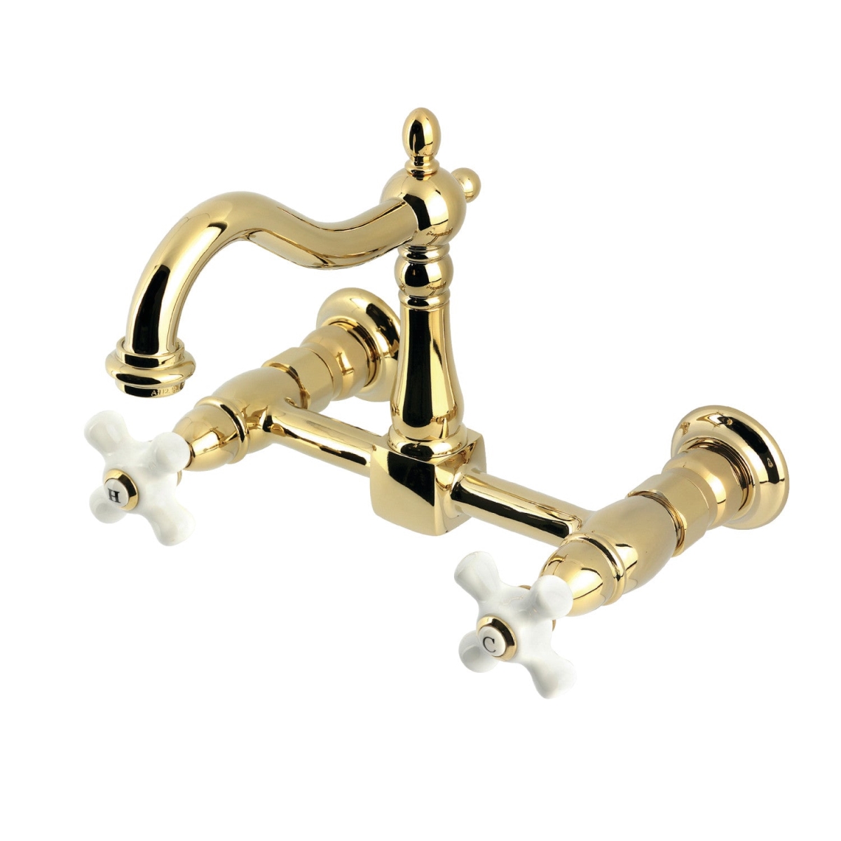 KS1262PX Heritage Two-Handle Wall Mount Kitchen Faucet, Polished Brass