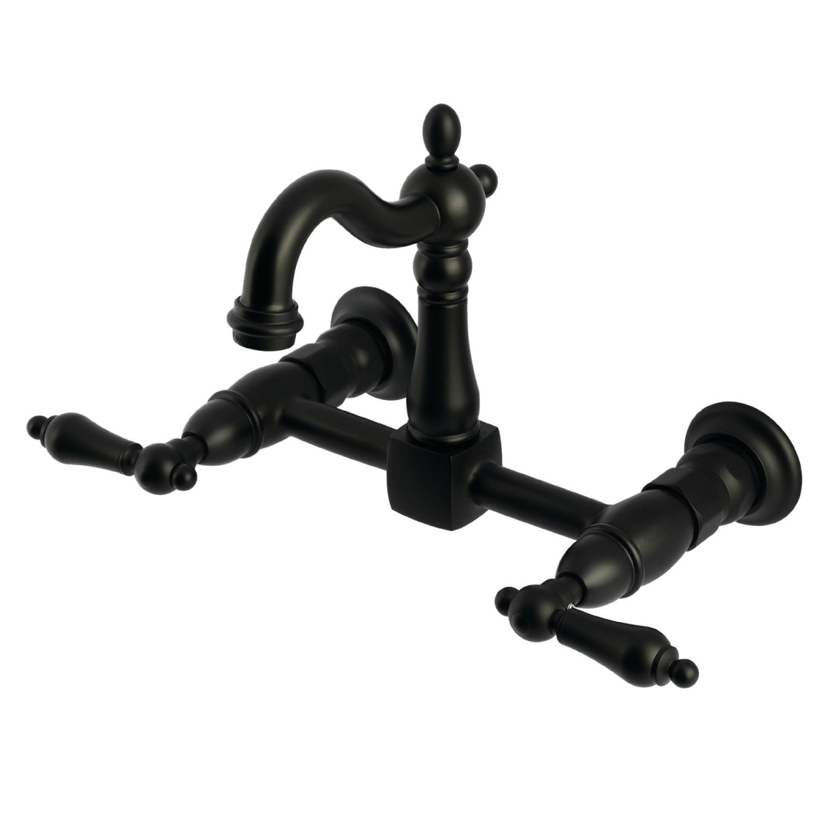 Picture of Kingston Brass KS2440AL Heritage Two-Handle Wall Mount Kitchen Faucet, Matte Black