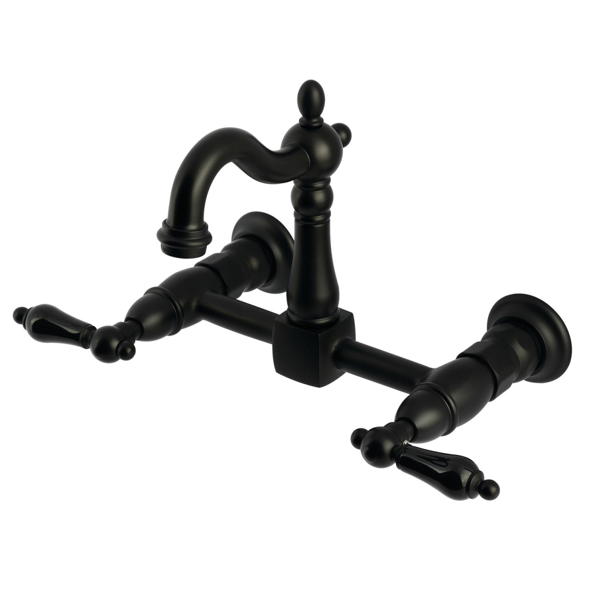 Picture of Kingston Brass KS2440PKL Duchess Two-Handle Wall Mount Kitchen Faucet, Matte Black