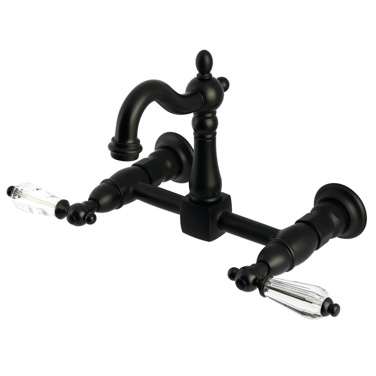 Picture of Kingston Brass KS2440WLL Willshire Two-Handle Wall Mount Kitchen Faucet, Matte Black