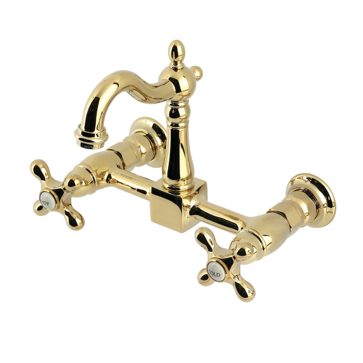 KS2442AX Heritage Two-Handle Wall Mount Kitchen Faucet, Polished Brass