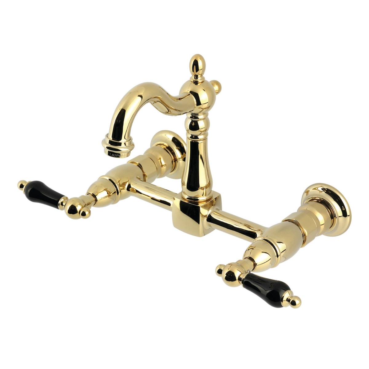 Picture of Kingston Brass KS2442PKL Duchess Two-Handle Wall Mount Kitchen Faucet, Polished Brass