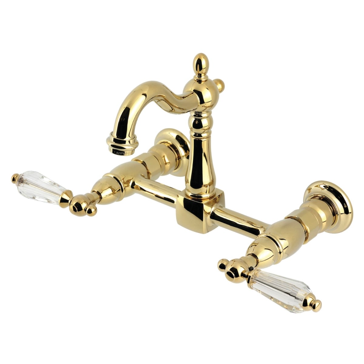 Picture of Kingston Brass KS2442WLL Willshire Two-Handle Wall Mount Kitchen Faucet, Polished Brass