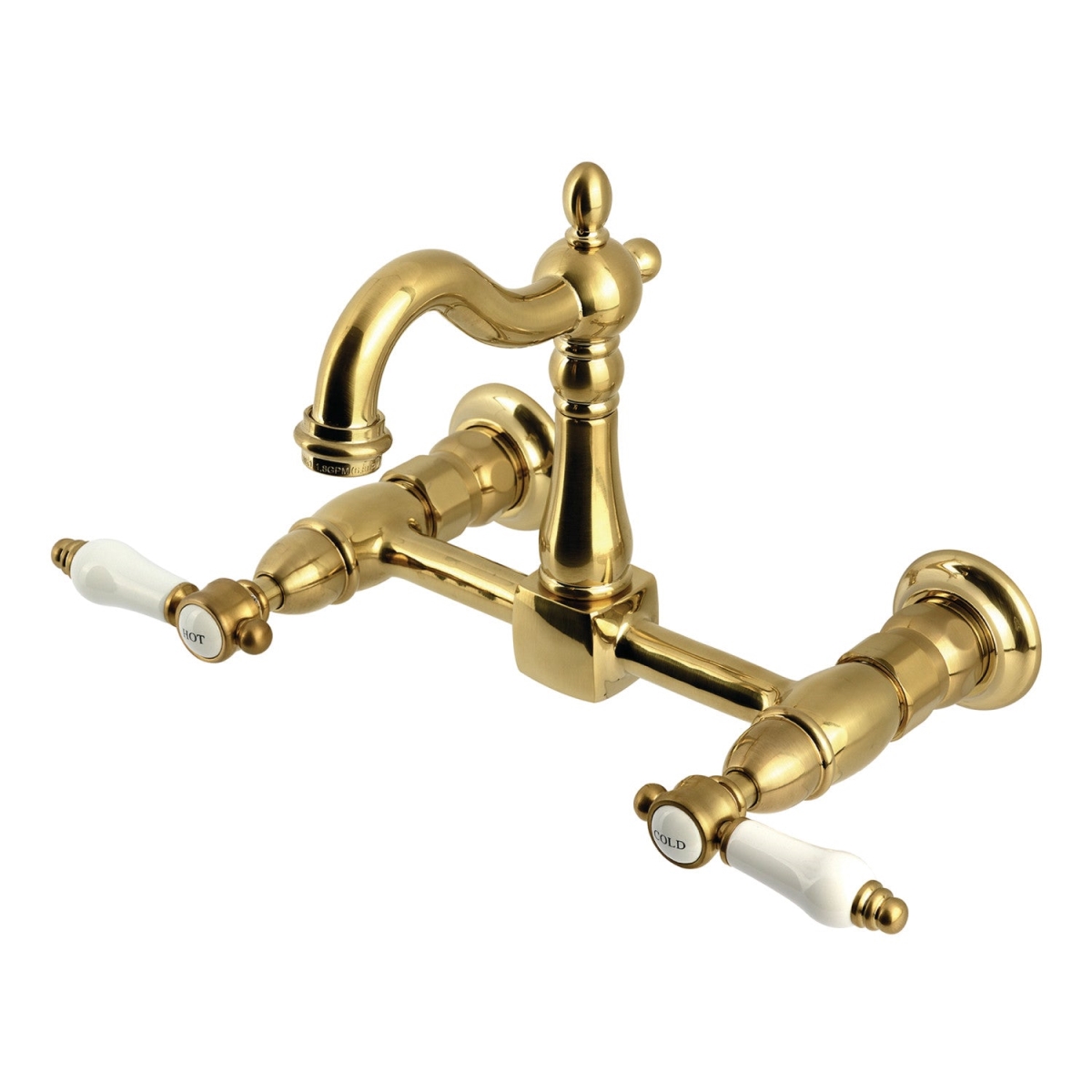 Picture of Kingston Brass KS2447BPL Bel-Air Two-Handle Wall Mount Kitchen Faucet, Brushed Brass