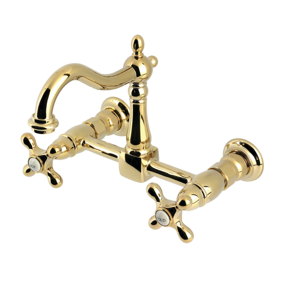 KS1262AX Heritage Two-Handle Wall Mount Kitchen Faucet, Polished Brass