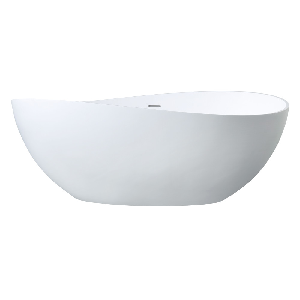 VRTOV633724 63 in. Solid Surface Oval Double Slipper Freestanding Tub with Drain - Matte White