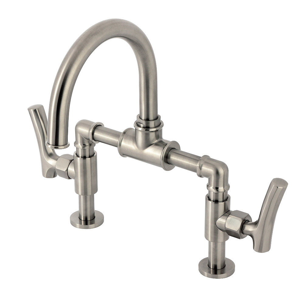 KS2178TKL Bridge Bathroom Faucet with Brass Pop-Up - Brushed Nickel