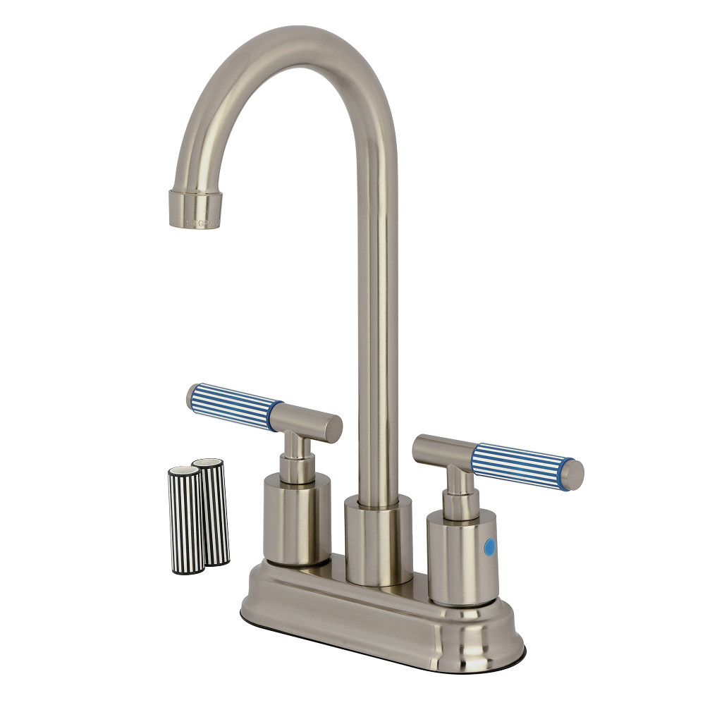 Picture of Kingston Brass KB8498KPS Verona Double-Handle 4 in. Center Set Bar Faucet - Brushed Nickel