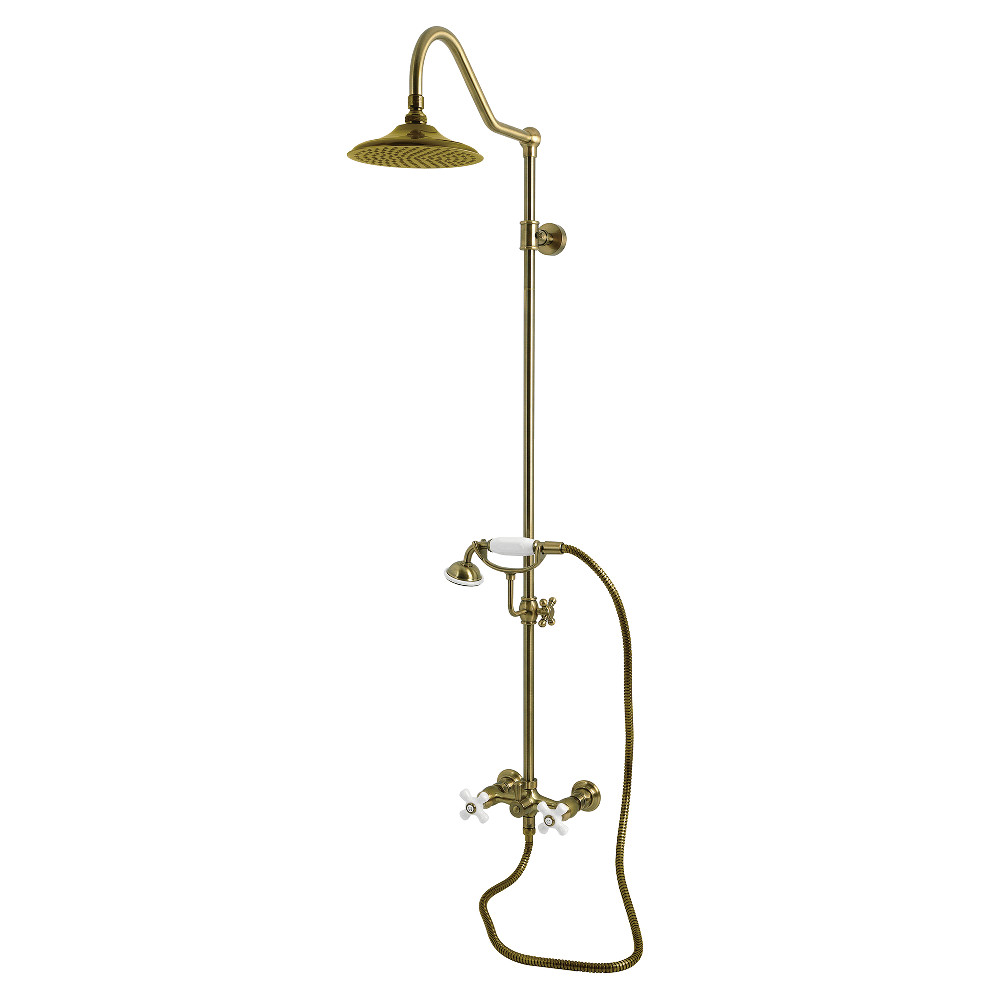CCK3663PX 21.81 x 6 x 49.93 in. Wall Mount Rain Drop Shower System with Hand Shower - Antique Brass
