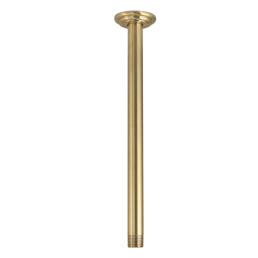 K211C7 12 in. Rain Drop Ceiling Mount Shower Arm with Round Flange - Brushed Brass