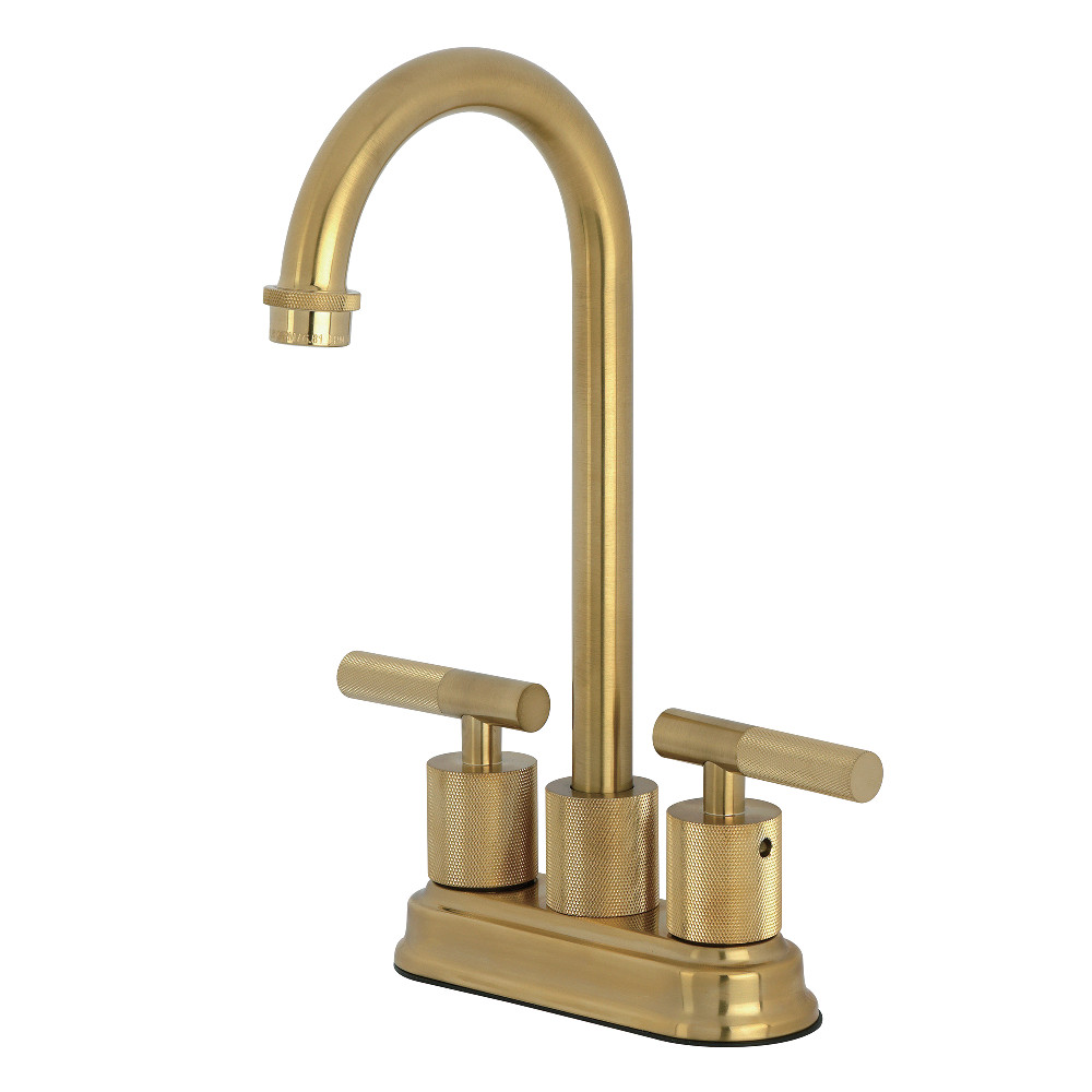 Picture of Kingston Brass KB5497KNL Convergent Double-Handle 4 in. Center Set Bar Faucet with Knurled Handle - Brushed Brass