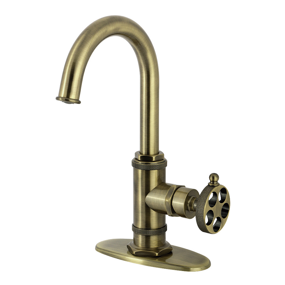 Picture of Kingston Brass KSD8503RKZ Wendell Single-Handle Bar Faucet with Knurled Handle - Antique Brass