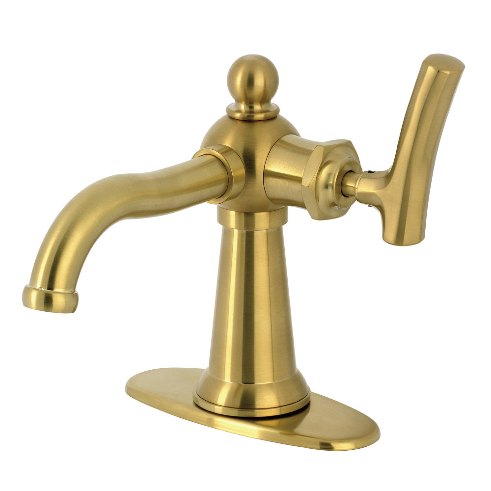 KSD3547TKL Hallerbos One-Handle Single-Hole Bathroom Faucet with Deck Plate & Push Pop-Up Drain - Brushed Brass