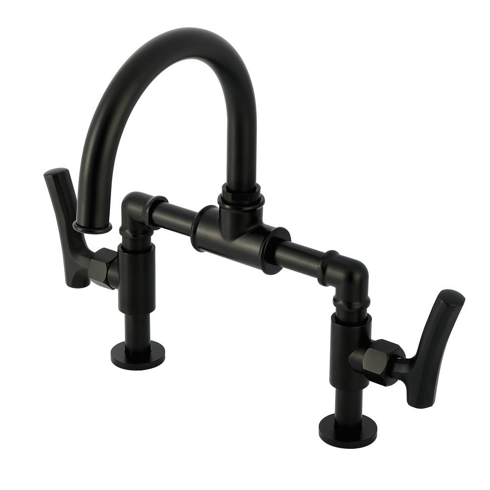 KS2170TKL Bridge Bathroom Faucet with Brass Pop-Up - Matte Black