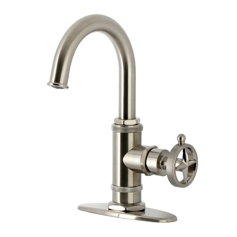 KSD2218RNK Levante One-Handle Single-Hole Bathroom Faucet with Deck Plate & Push Pop-Up Drain - Brushed Nickel