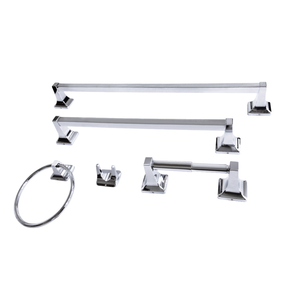 Milton Towel Bar Set - Polished Chrome - 5 Piece - Retro Design