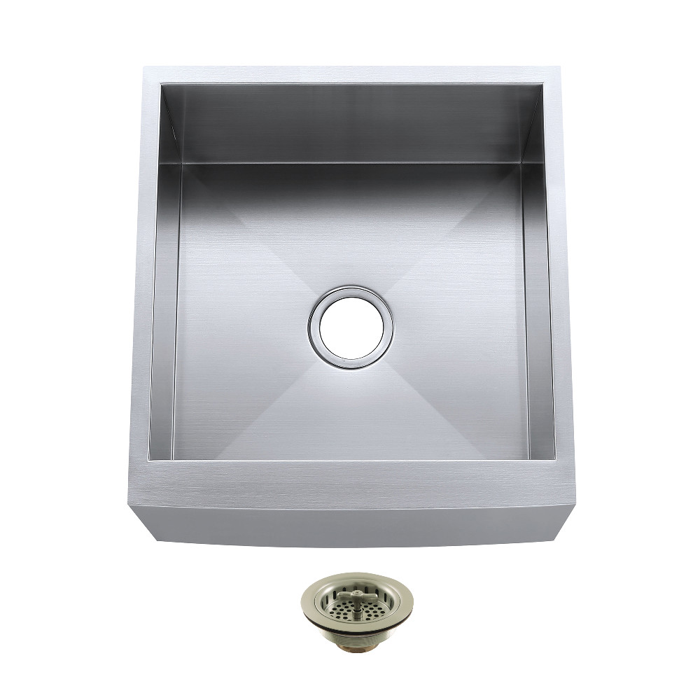 Picture of Kingston Brass KUF212110BN8 Denver 21 in. Stainless Steel Single Bowl Farmhouse Sink with Strainer - Stainless Steel & Brushed Nickel