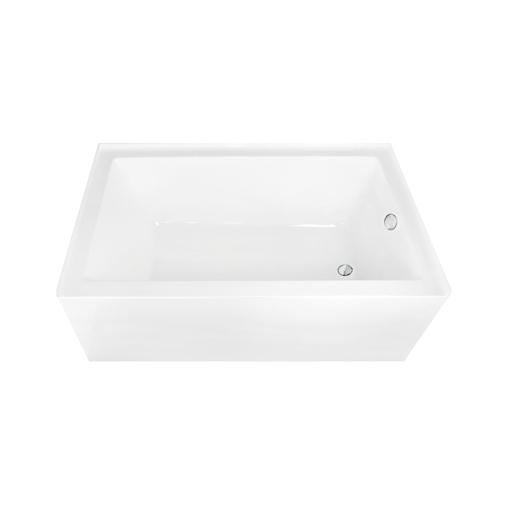 Acrylic Alcove Tub Combo - Glossy White - 60 x 36 in. - Ergonomic Design