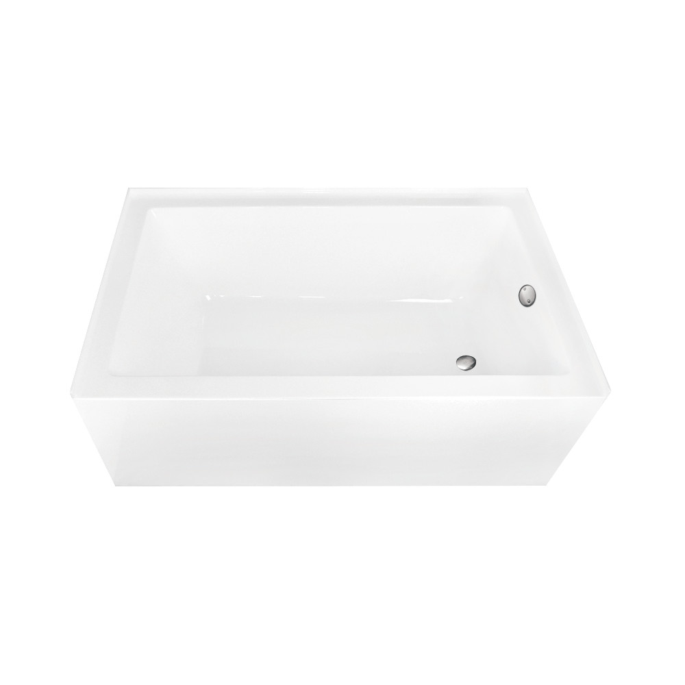 CVTAP603622R8 60 x 36 x 21.62 in. Acrylic Rectangular 3-Wall Alcove Tub Combo with Waste & Overflow Drain - Glossy White & Brushed Nickel