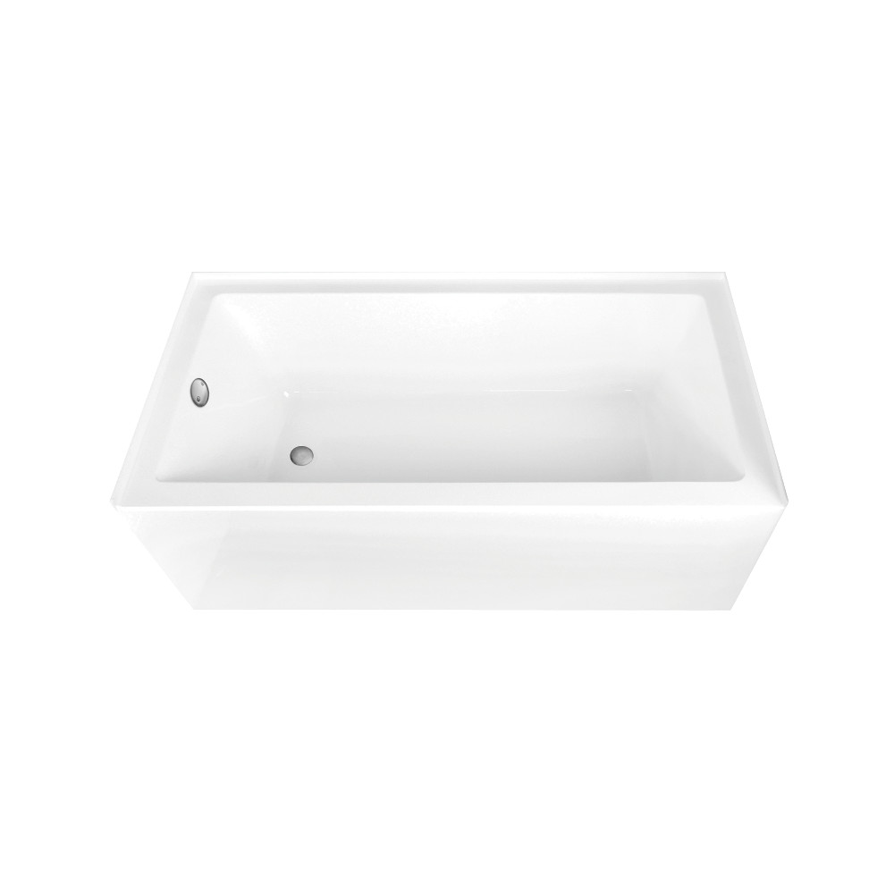 66in. Acrylic Rectangular Alcove Tub Combo - Glossy White & Brushed Nickel