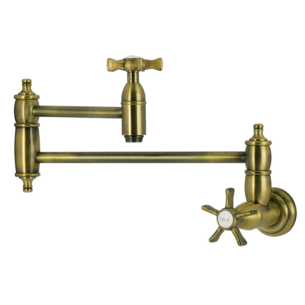 Picture of Kingston Brass KS3103NX Hamilton Wall Mount Pot Filler Faucet - Antique Brass