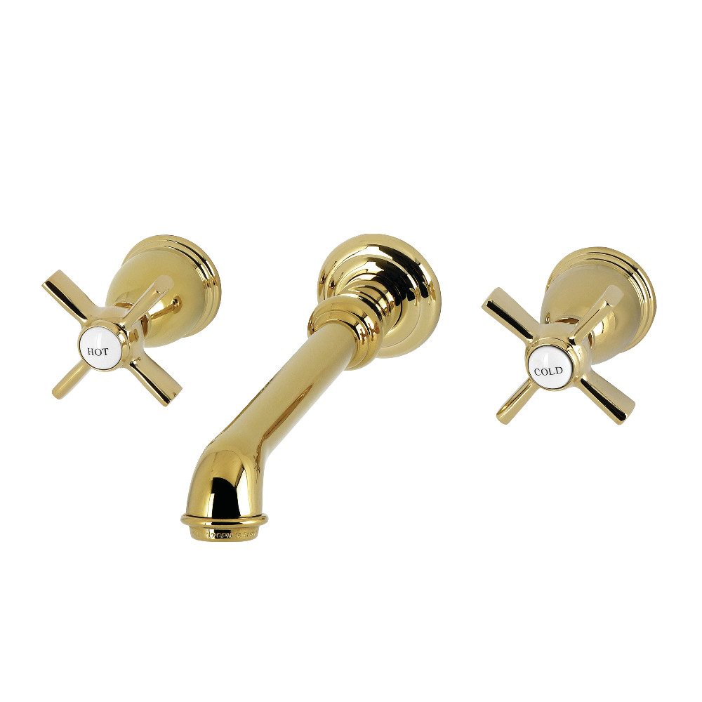 KS7122ZX Millennium Double-Handle Wall Mount Bathroom Faucet, Polished Brass