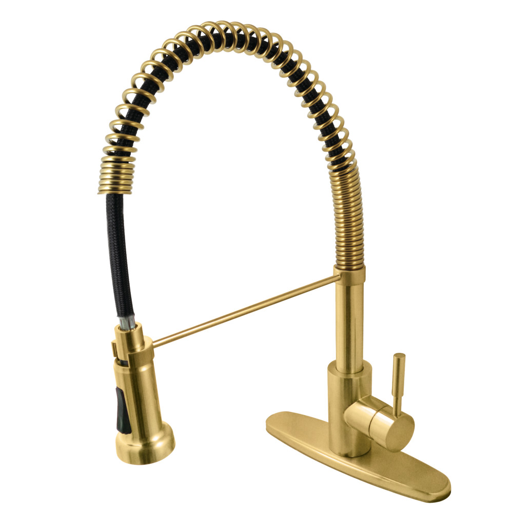 Picture of Kingston Brass GSY8887DL Gourmetier Concord Single-Handle Deck-Mount Pre-Rinse Kitchen Faucet - Brushed Brass