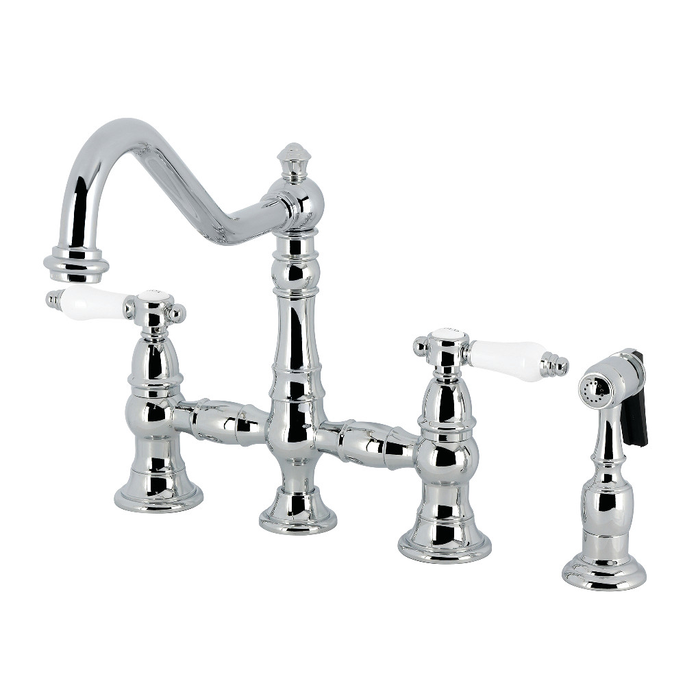 Picture of Kingston Brass KS3271BPLBS 8 x 9.43 x 11.16 in. Bel-Air Bridge Kitchen Faucet with Brass Side Sprayer - Polished Chrome