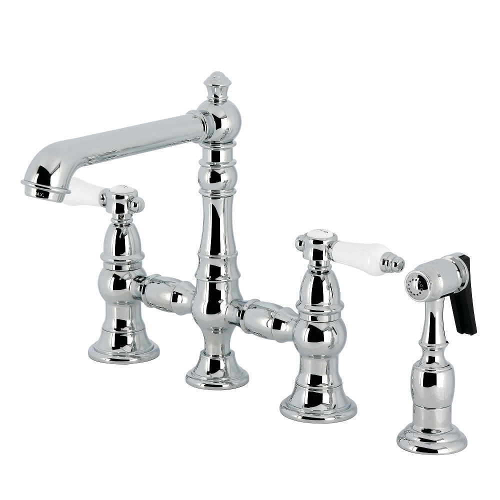 Picture of Kingston Brass KS7271BPLBS 8 x 6.87 x 8.31 in. Bel-Air Bridge Kitchen Faucet with Brass Side Sprayer - Polished Chrome