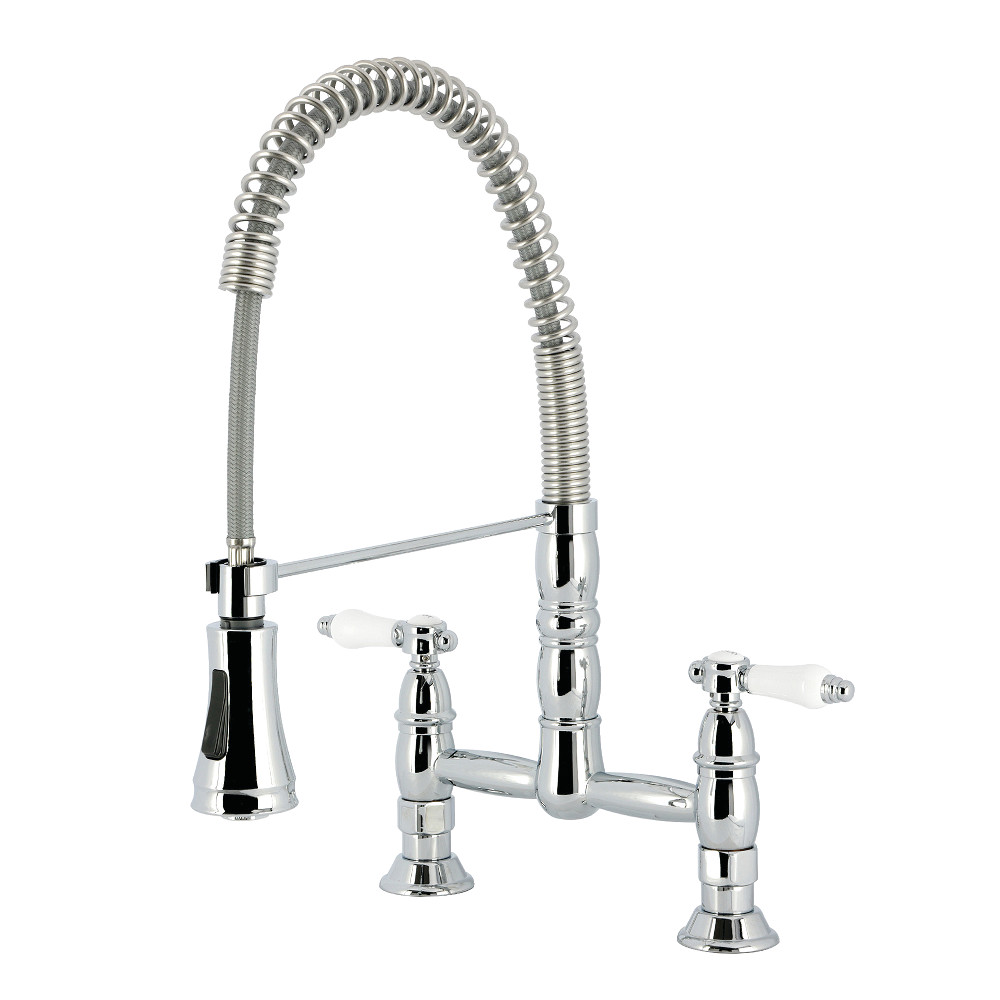 GS1271BPL Bel-Air Double-Handle Deck-Mount Pre-Rinse Bridge Kitchen Faucet - Polished Chrome