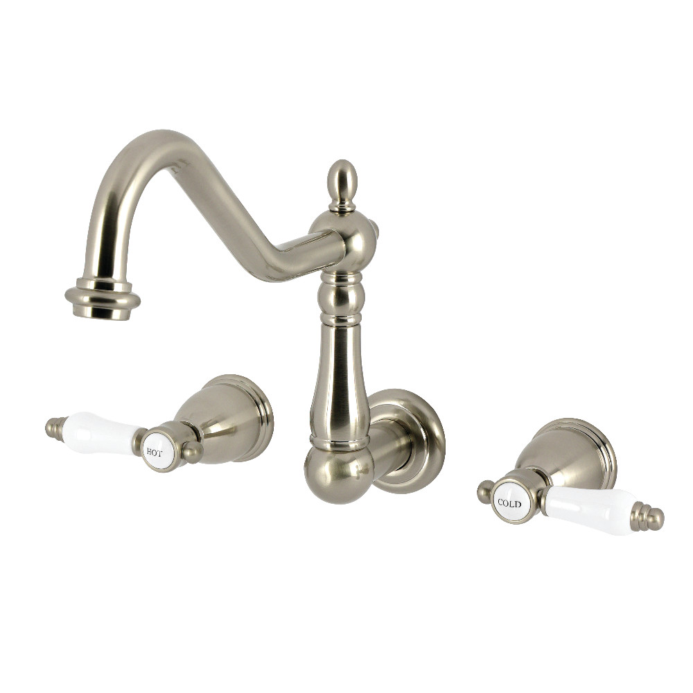 Picture of Kingston Brass KS1288BPL Bel-Air Double-Handle Wall-Mount Kitchen Faucet - Brushed Nickel