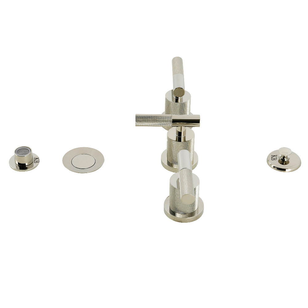 KB6326KNL Convergent Three-Handle Bidet Faucet with Knurled Handle & Brass Pop-Up - Polished Nickel
