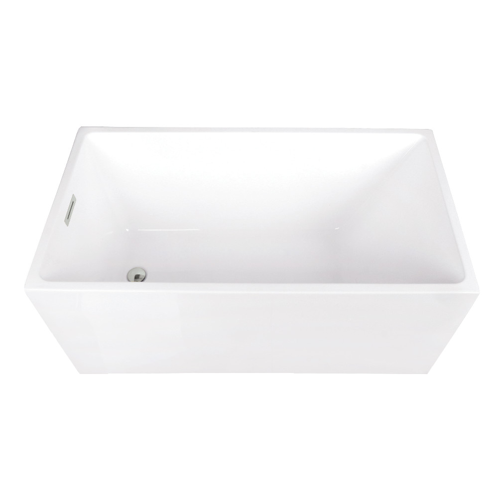 VTSQ512823C416 51 in. Acrylic Rectangular Double Ended Freestanding Tub with Drain - Glossy White & Polished Nickel