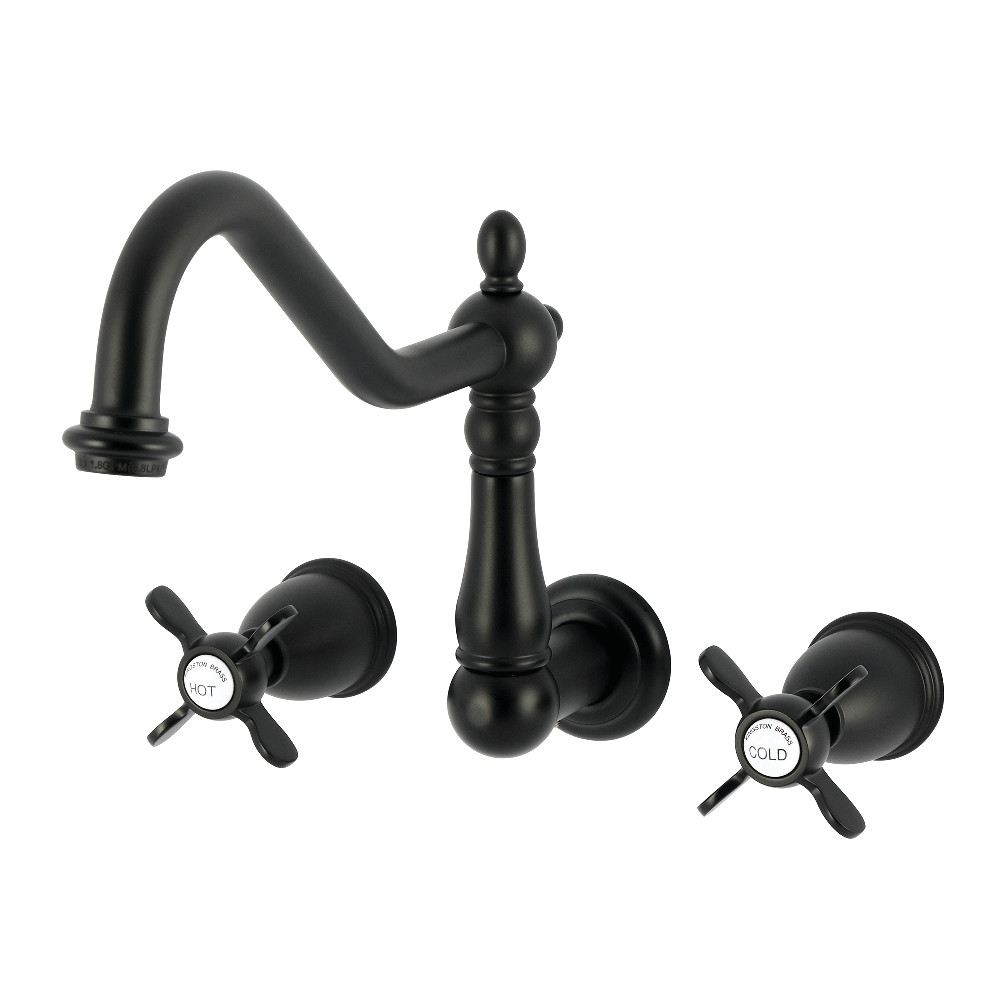 Picture of Kingston Brass KS1280BEX Essex Double-Handle Wall-Mount Kitchen Faucet - Matte Black