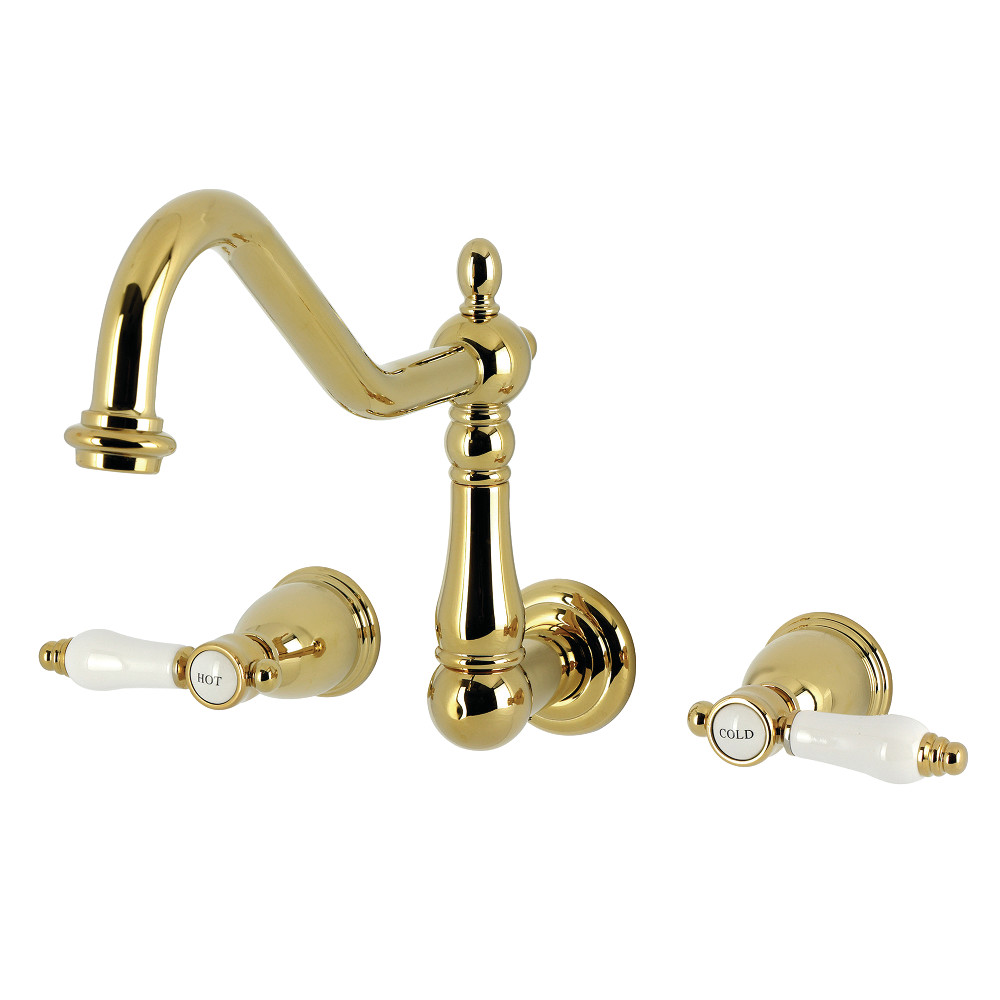 Picture of Kingston Brass KS1282BPL Bel-Air Double-Handle Wall-Mount Kitchen Faucet - Polished Brass