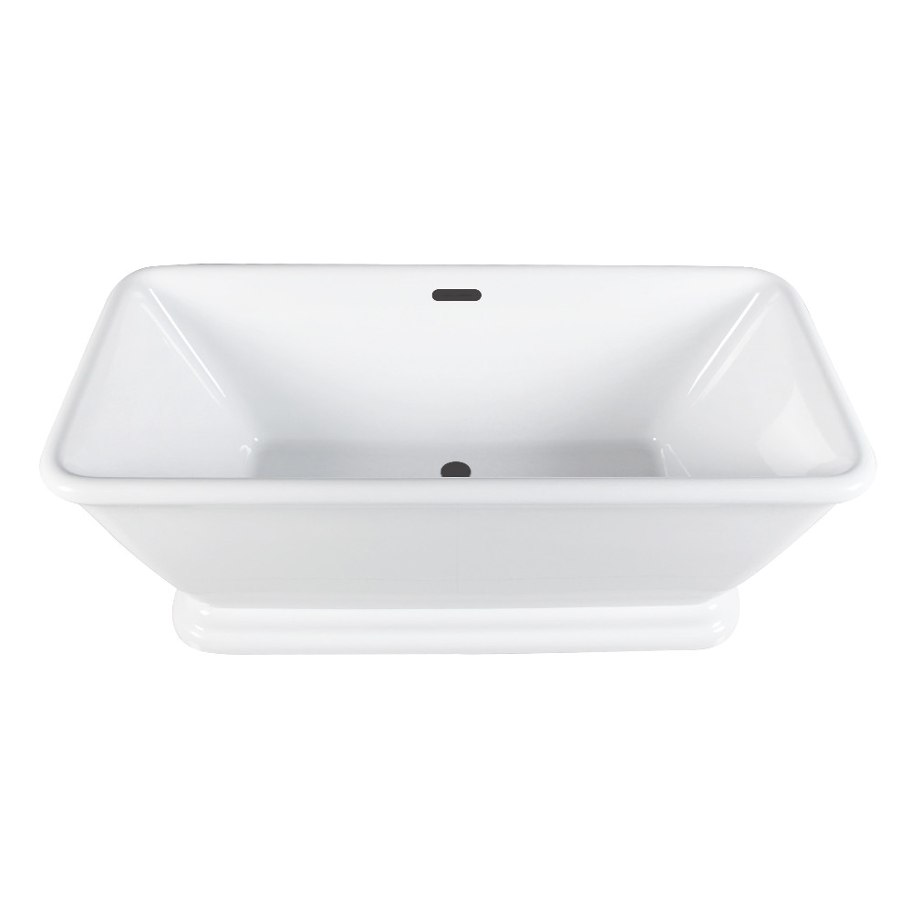 VTSQ663124C420 66 in. Acrylic Oval Rectangular Double Ended Pedestal Tub with Drain - Glossy White & Matte Black