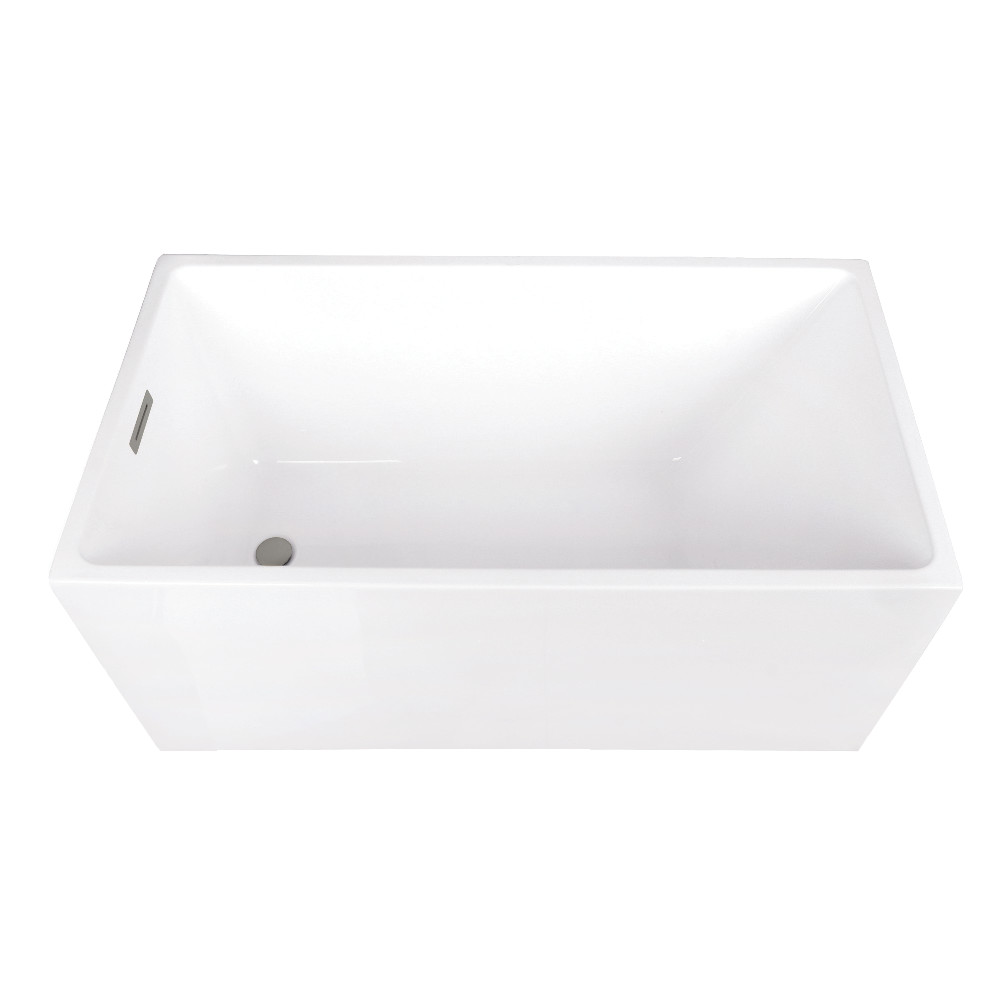 VTSQ512823C418 51 in. Acrylic Rectangular Double Ended Freestanding Tub with Drain - Glossy White & Brushed Nickel